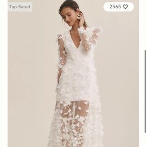 Anthropologie White Floral Maxi Dress